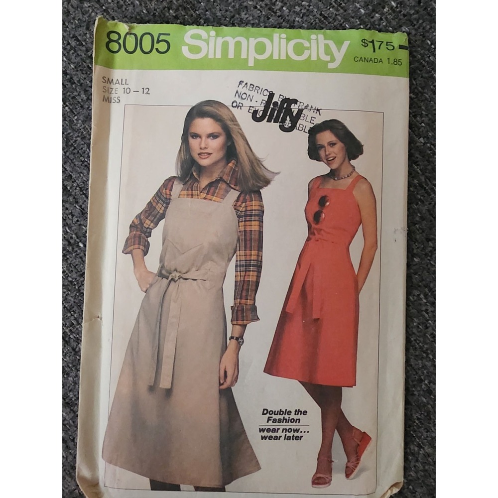 Simplicity‎ Sewing Pattern #8005  Misses Jiffy Back-Wrap Dress or Jumper - Small